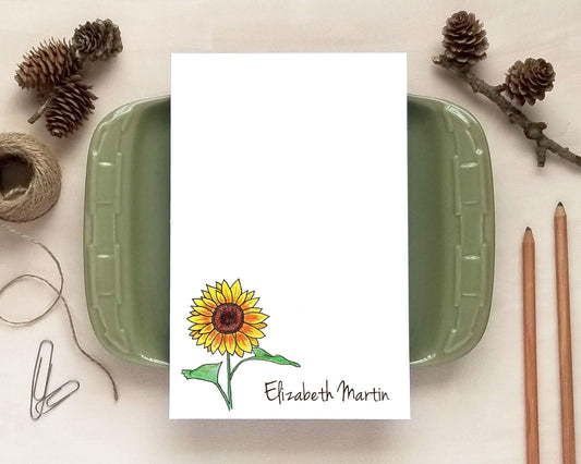 Sunflower Notepad - Floral Stationery Gift - Personalized Notepad for Women