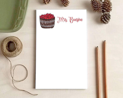 Apple Basket Notepad - Fall Back to School Gifts for Teachers - Personalized Notepad
