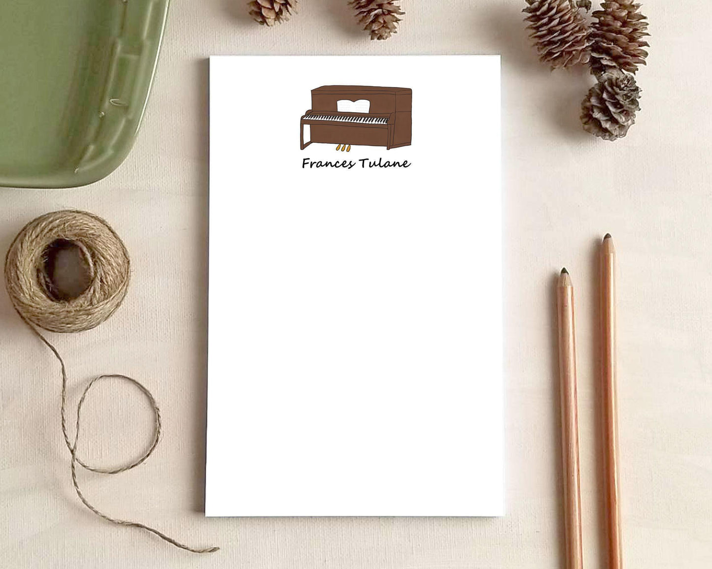 Piano Teacher Gift - Upright Piano Notepad - Stationery Gift for Pianist or Music Teacher - Personalized Notepad