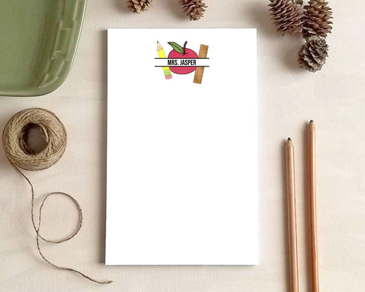 Personalized Teacher Notepad - Apple Pencil Ruler Notepad - Teacher Appreciation Gift - Stationery Gifts for Teachers