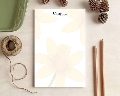 Faded Daffodil Notepad - Custom Stationery Gift for Her - Personalized Notepad