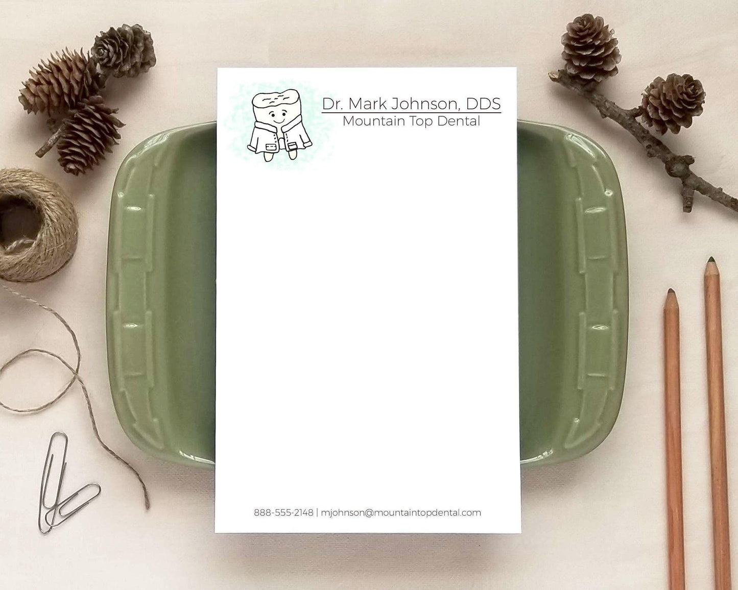 Dentist Gift - Personalized Notepad - Cute Tooth Dentist Stationery Gift