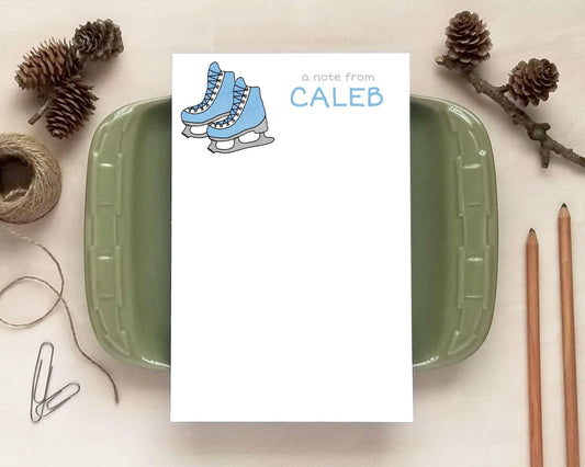 Ice Skates Notepad - Winter Stationery Gift for Kids - Personalized Notepad
