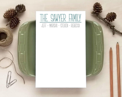 Family Gifts Personalized Notepad - Housewarming Christmas Gift for Families