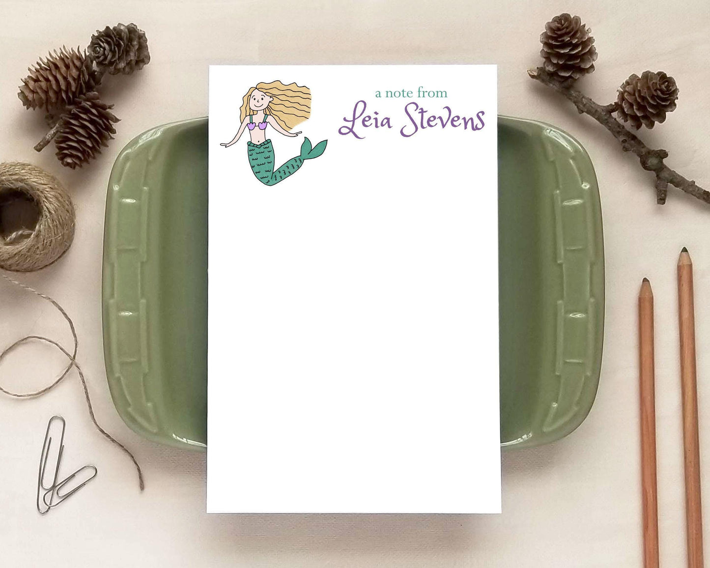 Mermaid Notepad - Personalized Notepad - Custom Stationery Gifts for Children - Choose Hair/Skin Colors!
