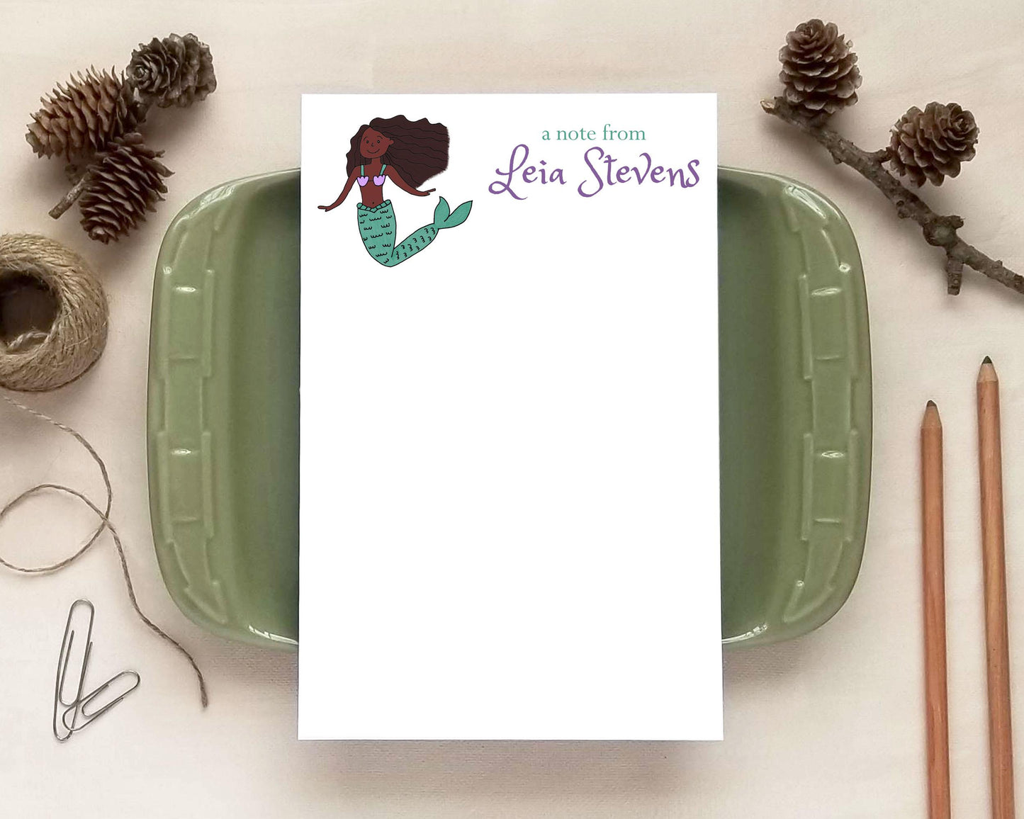 Mermaid Notepad - Personalized Notepad - Custom Stationery Gifts for Children - Choose Hair/Skin Colors!