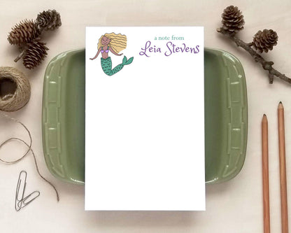 Mermaid Notepad - Personalized Notepad - Custom Stationery Gifts for Children - Choose Hair/Skin Colors!
