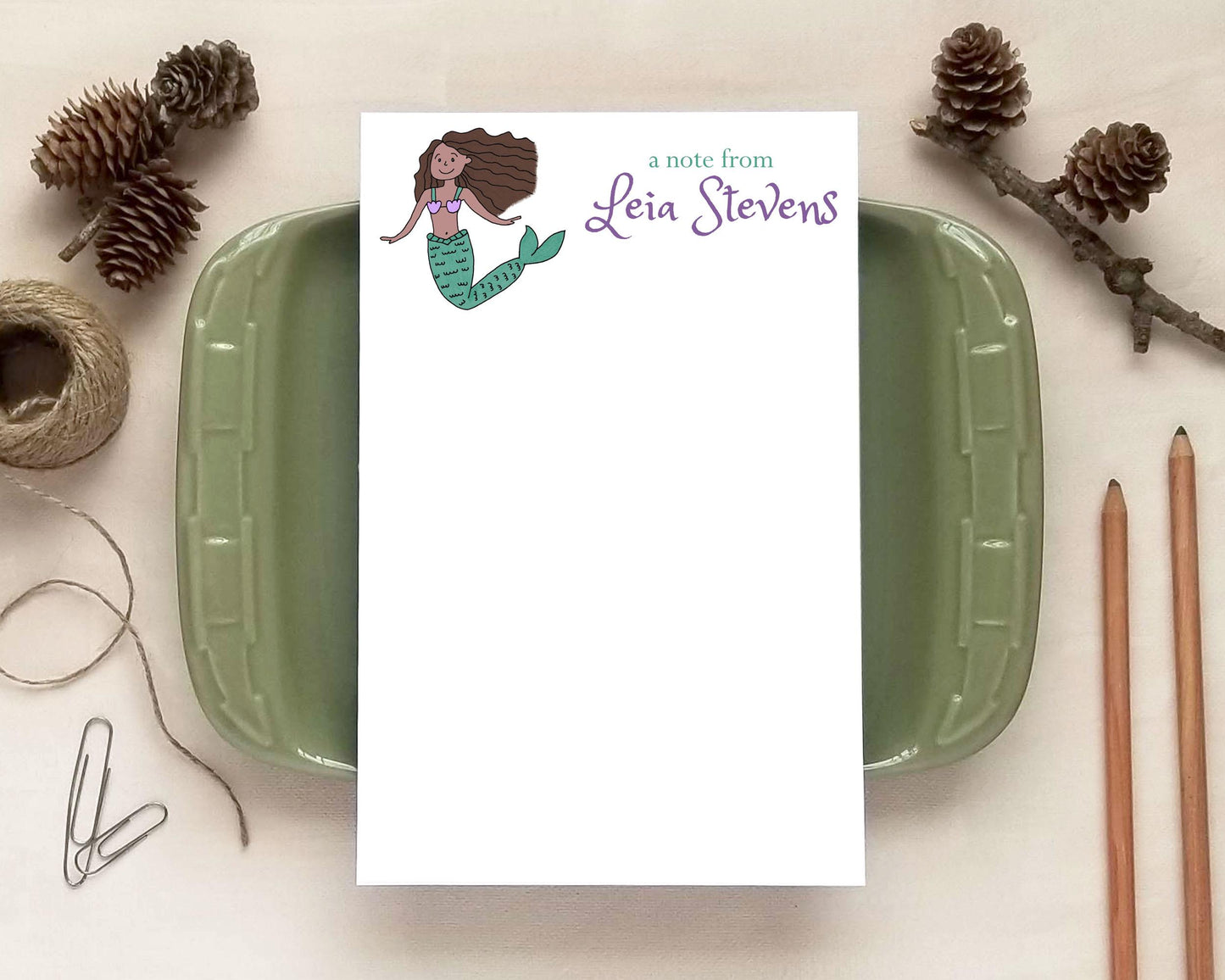 Mermaid Notepad - Personalized Notepad - Custom Stationery Gifts for Children - Choose Hair/Skin Colors!