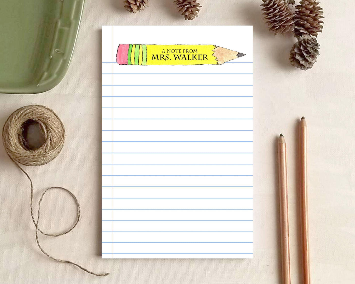 Teacher Gift - Paper and Pencil Notepad - Personalized Notepad - Gifts for Teachers