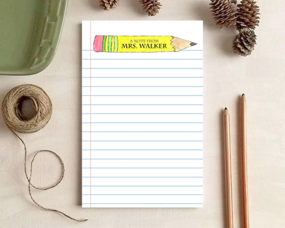 Teacher Gift - Paper and Pencil Notepad - Personalized Notepad - Gifts for Teachers