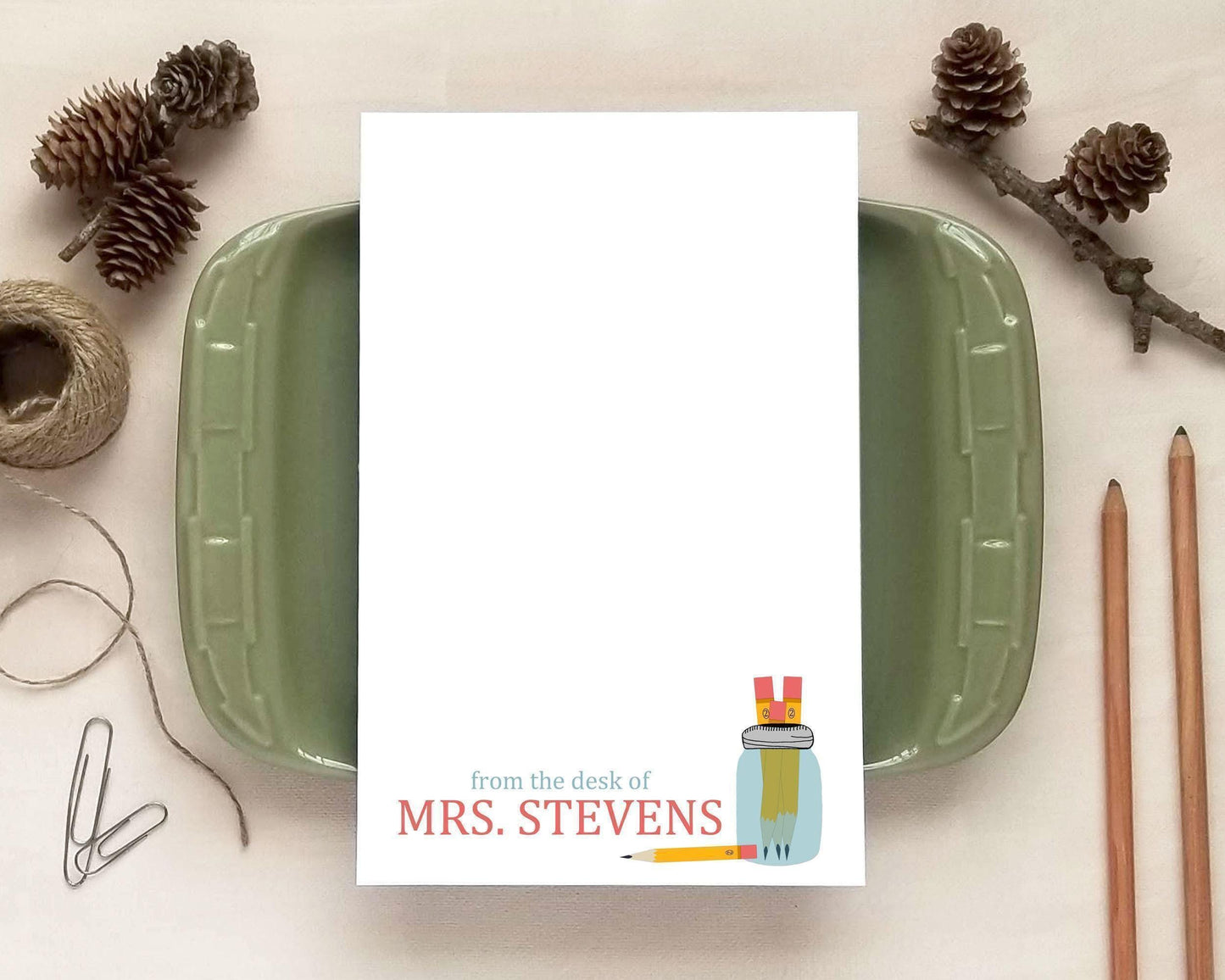 Pencil Jar Notepad - Teacher Gifts - Personalized Notepad