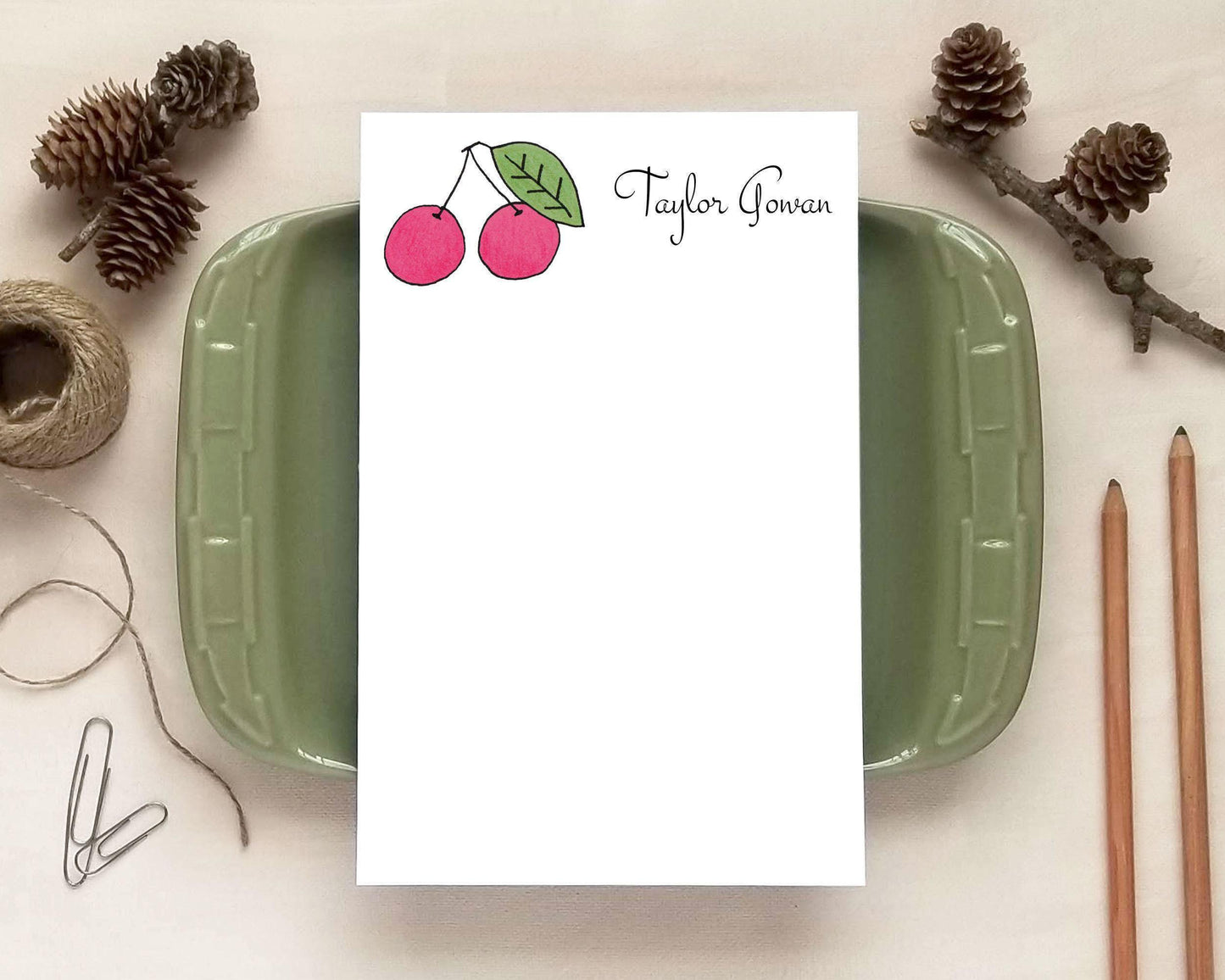 Personalized Notepad - Cherry Notepad - Fruit Gifts for Foodies