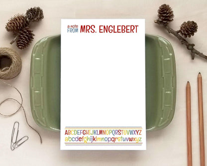 Rainbow Alphabet Notepad - Gifts for Teachers - Personalized Notepad