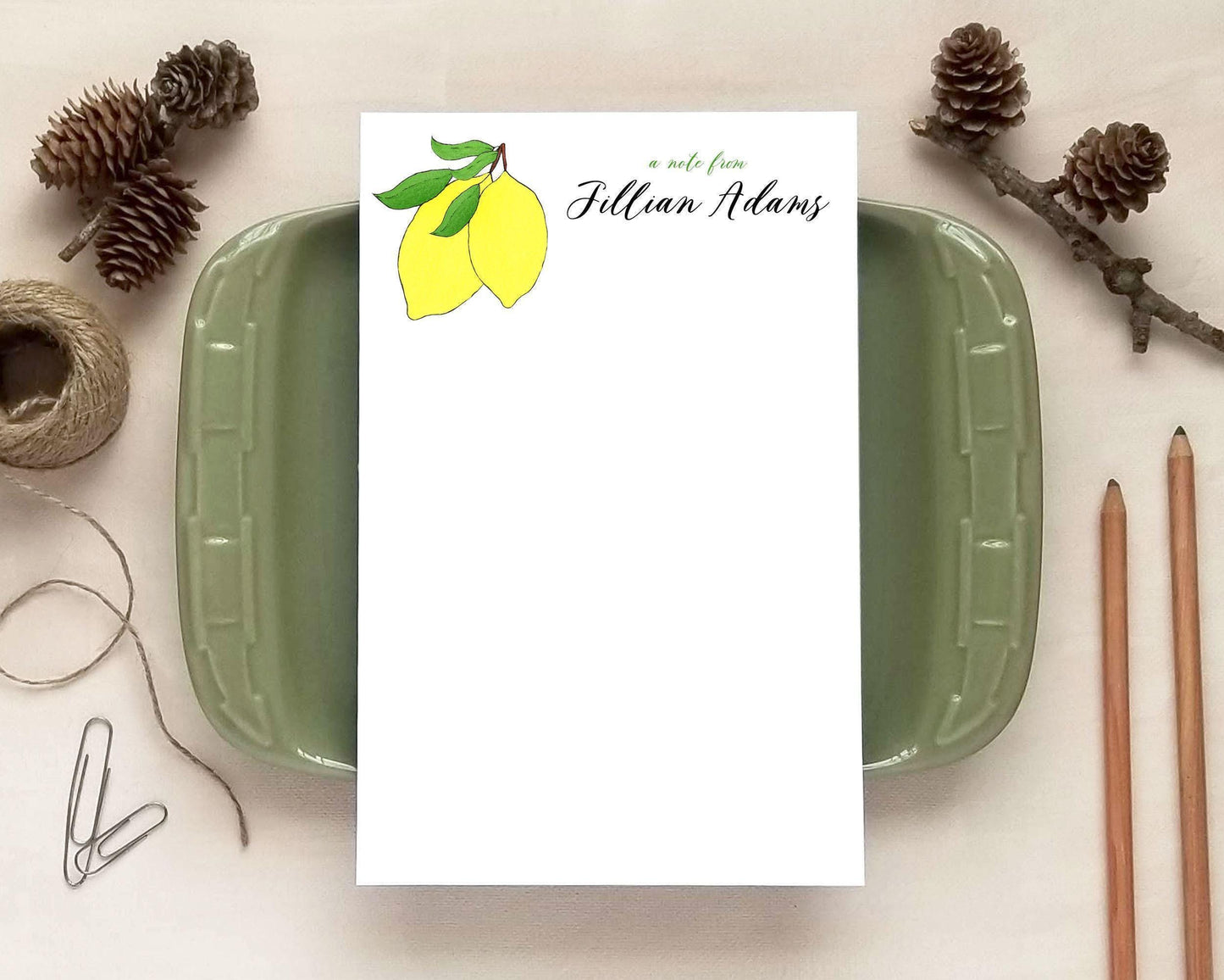 Lemon Notepad - Custom Stationery Gift for Her - Personalized Notepad