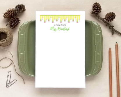 Watercolor Pencil Topline Notepad - Gifts for Teachers - Personalized Notepad