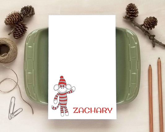 Sock Monkey Notepad - Personalized Notepad - Custom Children's Stationery Gift