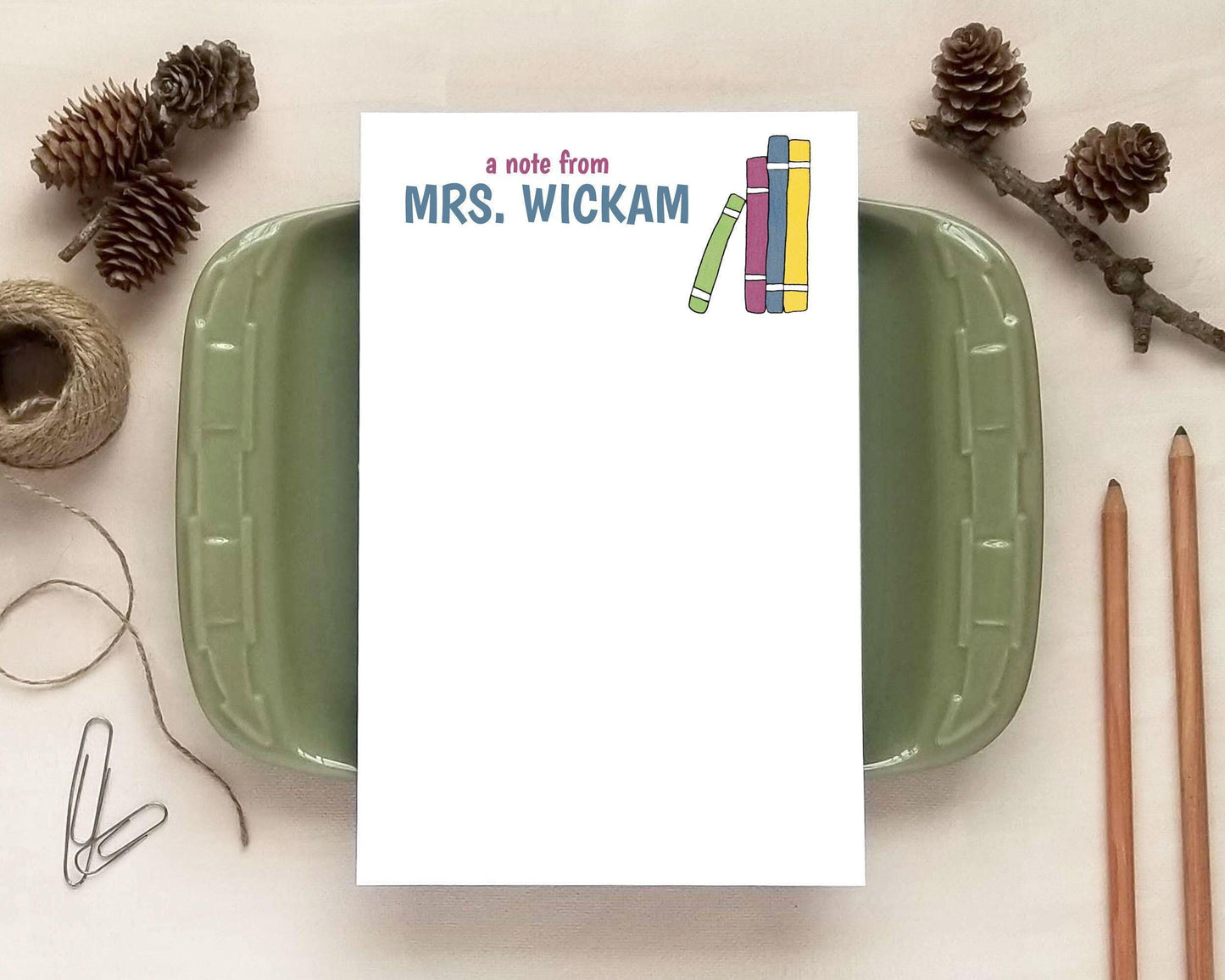 Stack of Books Notepad - Stationery Gift for Teachers - Personalized Notepad - Teacher Gift