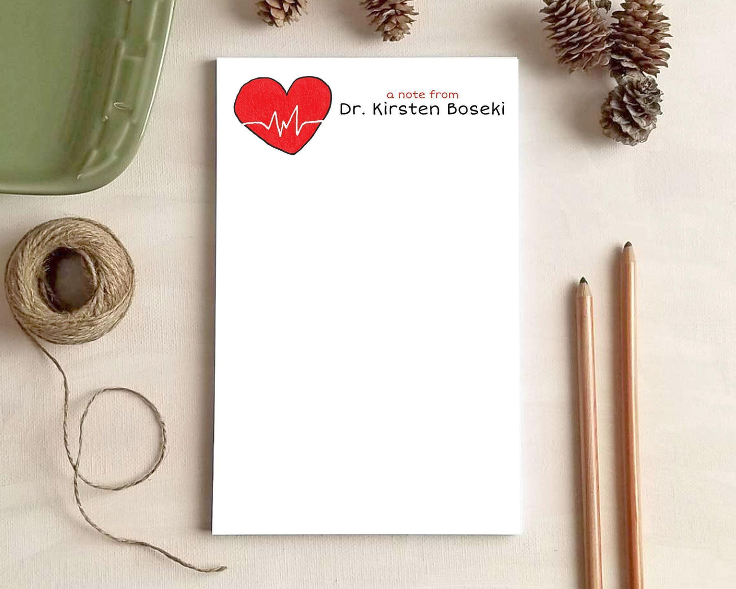 Doctor Gift - Heartbeat Notepad - Personalized Medical Stationery Gift for Doctors or Nurses