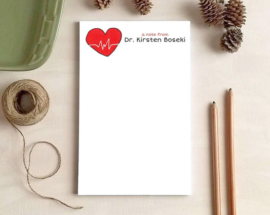 Doctor Gift - Heartbeat Notepad - Personalized Medical Stationery Gift for Doctors or Nurses