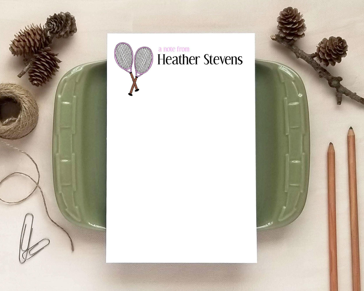 Pink Tennis Notepad for Her - Custom Stationery Gift For Women - Personalized Notepad