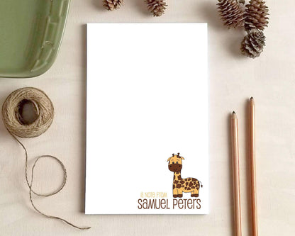 Giraffe Notepad - Zoo Animal Stationery Gift for Kids - Personalized Notepad