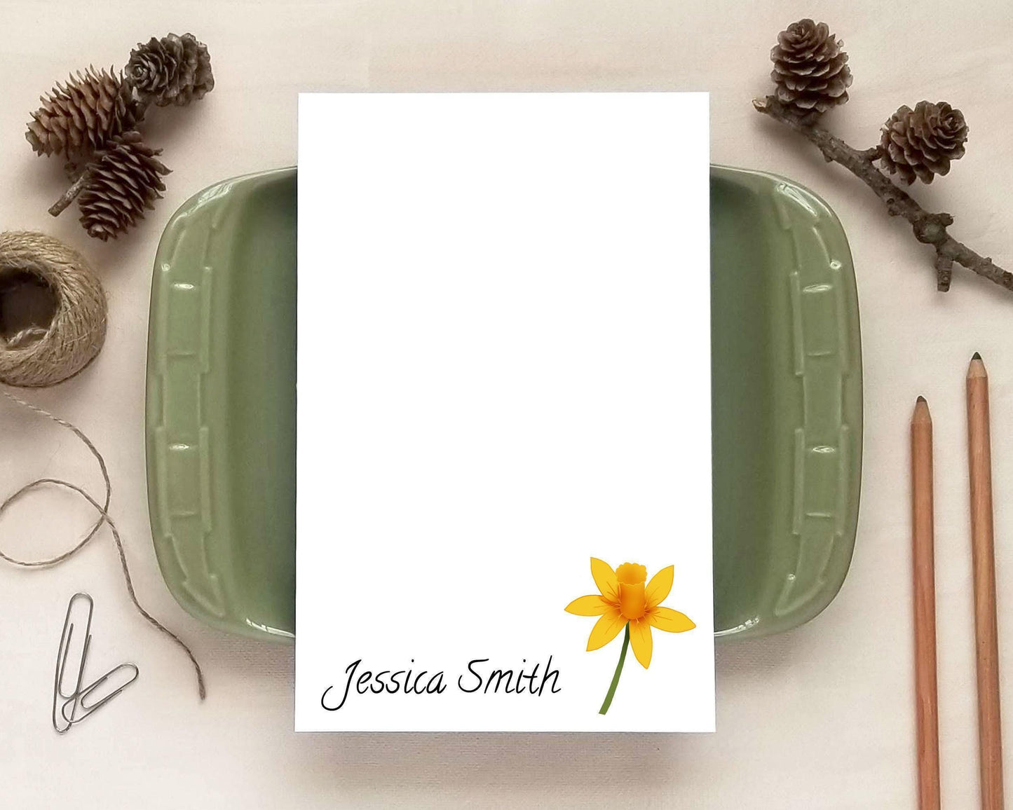 Daffodil Notepad - Floral Stationery Gift for Mom, Grandma or Friend - Custom Mother's Day Gift - Personalized Notepad