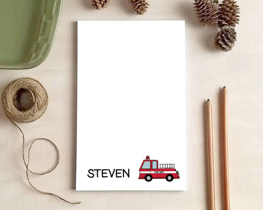 Fire Truck Notepad - Gift for Firefighter - Personalized Notepad