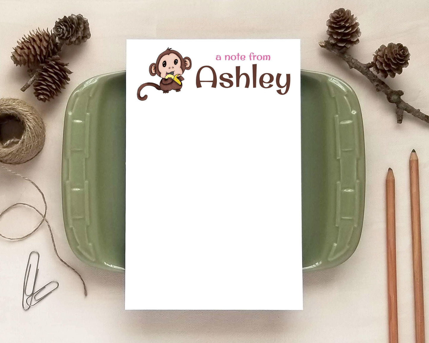 Monkey Notepad - Zoo Animal Gifts for Kids - Personalized Notepad