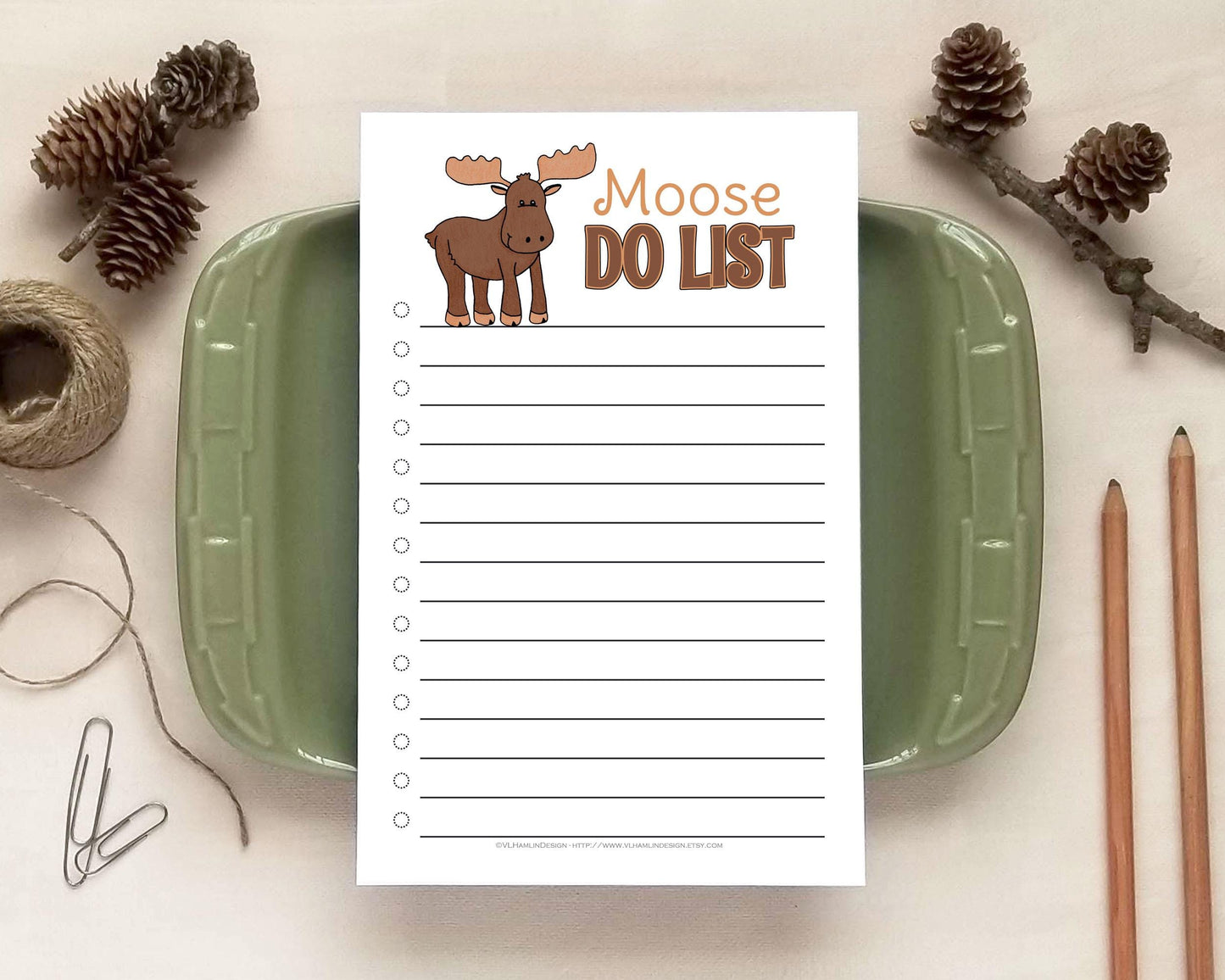 Moose To Do List - Rustic Daily Checklist Planner for the Cabin