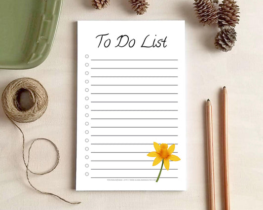 Daffodil To Do List Notepad  - Spring Summer Daily Planner Checklist
