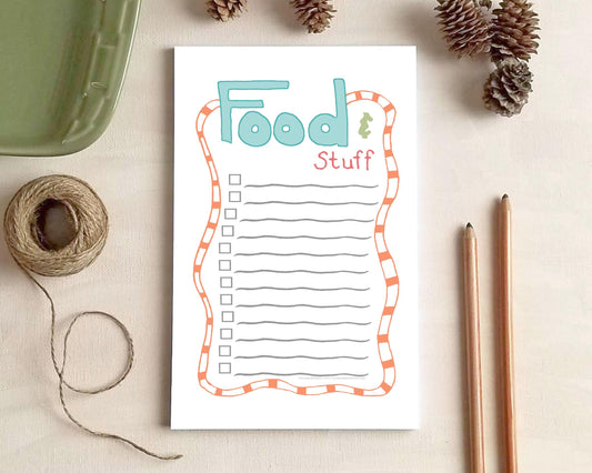 Food & Stuff Shopping List Notepad - Grocery List Checklist