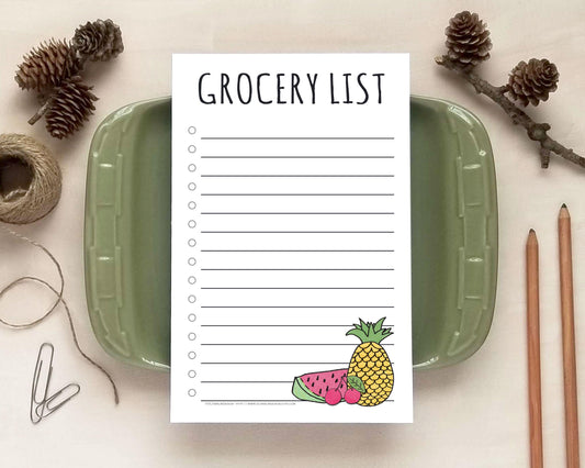 Fruit Salad Grocery List Notepad - Groceries Checklist