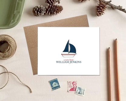 Sailboat Note Cards - Personalized Stationery Card Set - Gift for Sailors