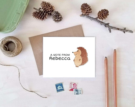 Hedgehog Note Cards - Personalized Stationery Gifts for Hedgehog Lovers