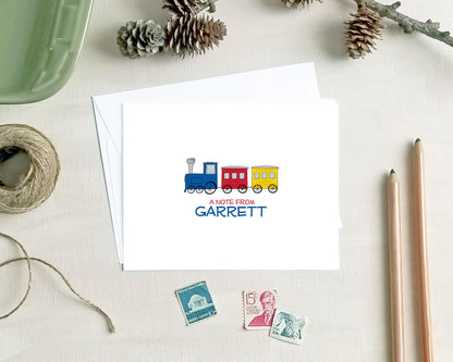 Train Note Cards - Personalized Stationery Card Set - Gift for Kids