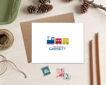 Train Note Cards - Personalized Stationery Card Set - Gift for Kids