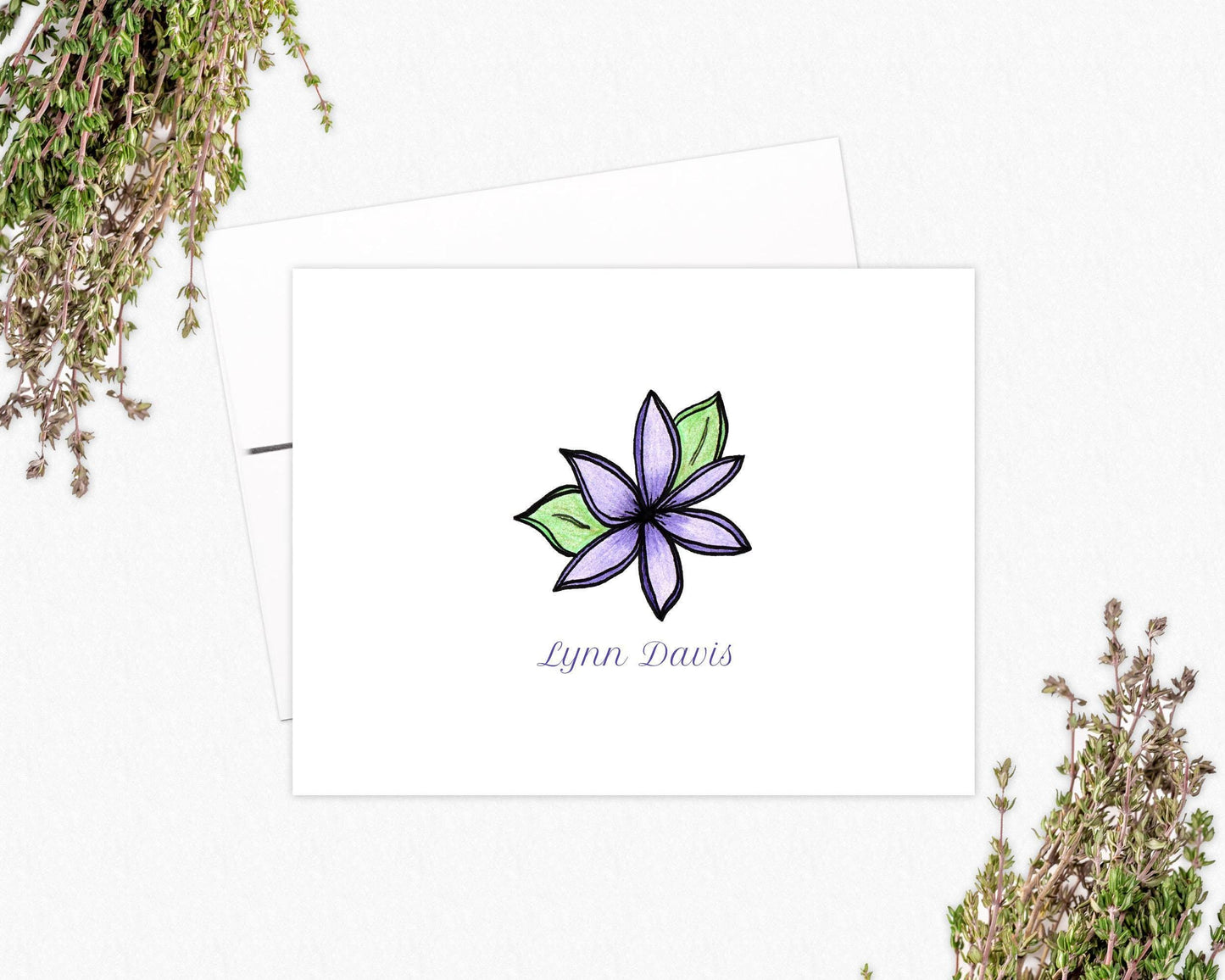 Floral Note Card Set - Personalized Stationery Note Cards for Women