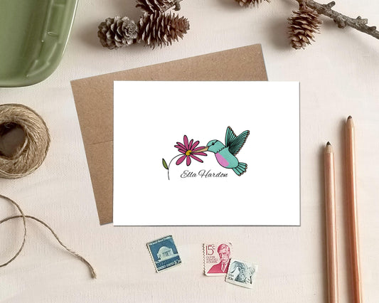 Hummingbird Note Cards - Personalized Stationery Gifts for Women