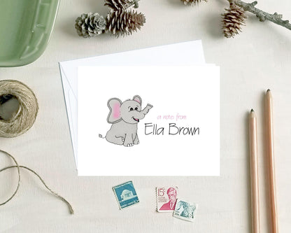 Elephant Note Cards - Personalized Stationery Gifts for Kids