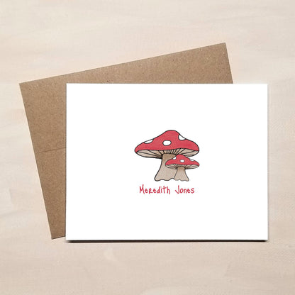 Mushroom Note Cards - Personalized Stationery Gifts for Women