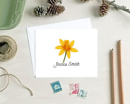 Daffodil Note Cards - Personalized Stationery Gifts for Mom Grandma Friend