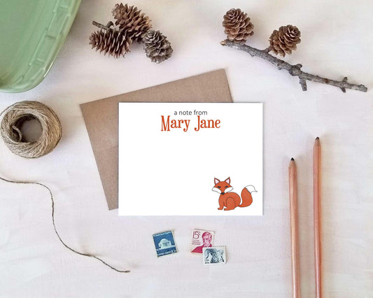 Fox Note Cards - Personalized Wildlife Stationery