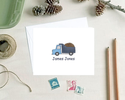 Dump Truck Note Cards - Personalized Construction Stationery for Men
