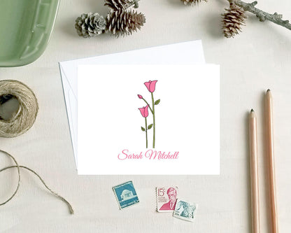 Tulip Note Cards - Personalized Floral Stationery Gifts for Mother's Day Mom Grandma Friend