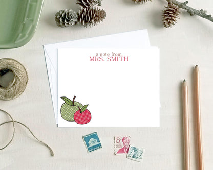 Polka Dot Apple Note Cards for Teachers - Personalized Stationery Gifts