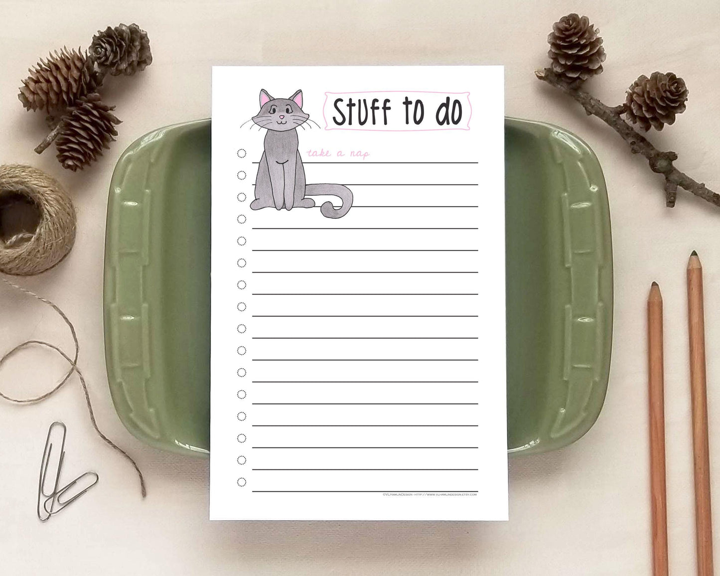 Cat To Do List Notepad - Daily Planner Checklist