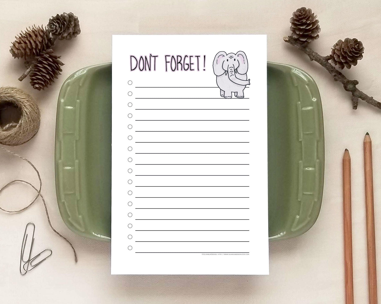 Elephant To Do List Notepad - Don't Forget Daily Planner Checklist