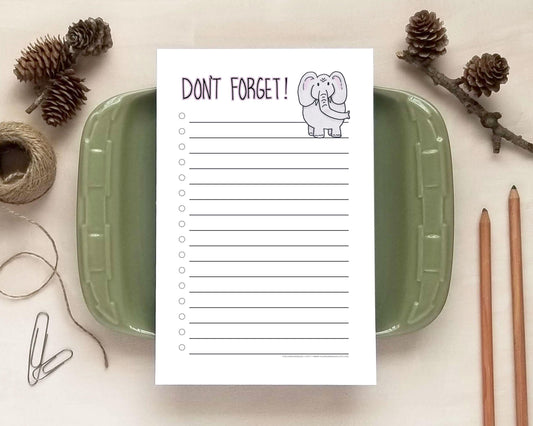 Elephant To Do List Notepad - Don't Forget Daily Planner Checklist