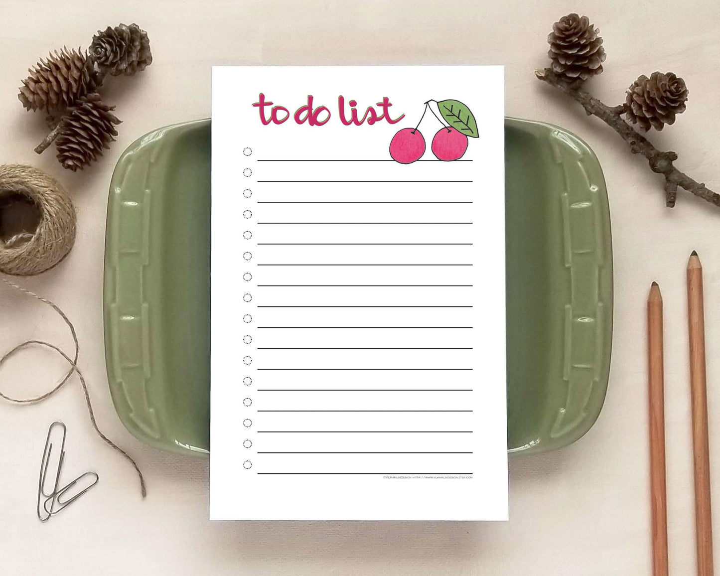 Cherry To Do List - Fun Daily Planner Checklist for Foodies