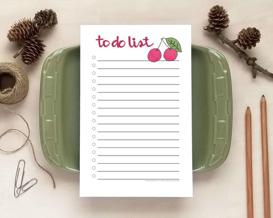 Cherry To Do List - Fun Daily Planner Checklist for Foodies